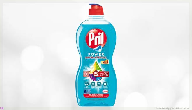Pril 5+ Antibacterial combina os mais altos padrões de limpeza e poder de dissolução de gordura