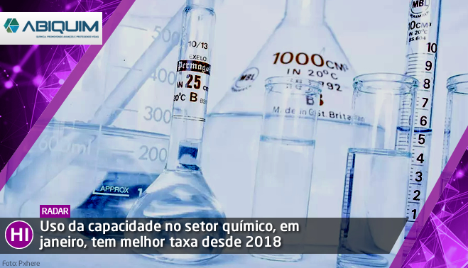 Uso da capacidade no setor químico, em janeiro, tem melhor taxa desde 2018